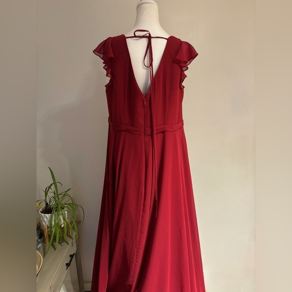 Azazie Claudine Elegant Bridesmaid Dress – Burgundy, Size A18 (Plus) - Picture 6 of 12